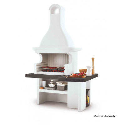 Barbecue en pierre, Mauritius, barbecue avec hotte et étagère, Palazzetti