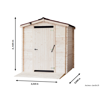 Toilette sèche en bois avec plancher, PMR, avec rampe d'accès, 3,62 m²