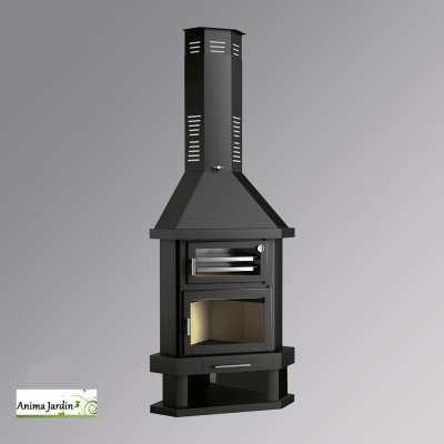Cheminée d'angle au bois avec four, Acier, 13,8 kW, Haro