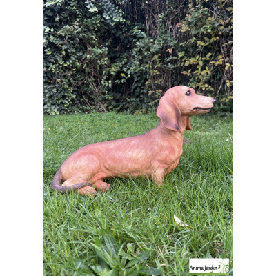 Chien Teckel, H.32,5 cm, animal en polyrésine, décoration du jardin