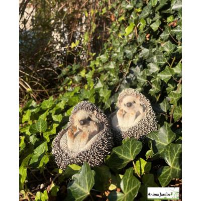 Lot de 2 bébés hérissons en boule, animal en résine, décoration de jardin, Riviera, achat, vente, pas cher