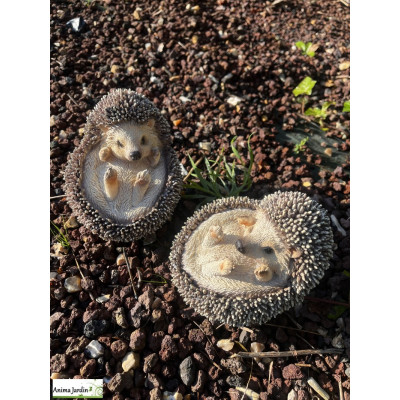 Lot de 2 bébés hérissons en boule, animal en résine, décoration de jardin, Riviera, achat, vente, pas cher
