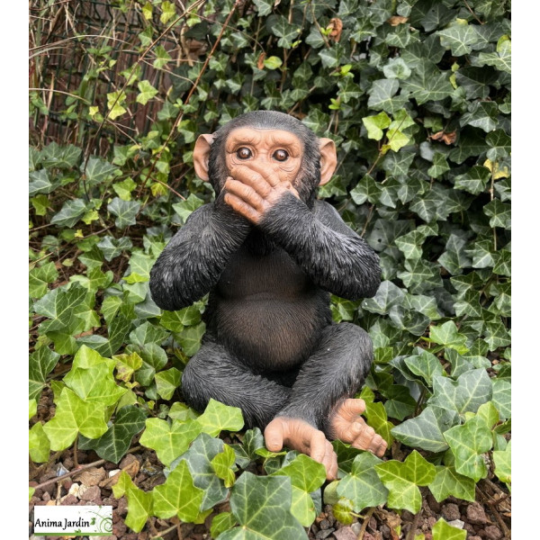 Singe en résine 31 cm, ne rien dire, déco de jardin, Riviera, achat, animal