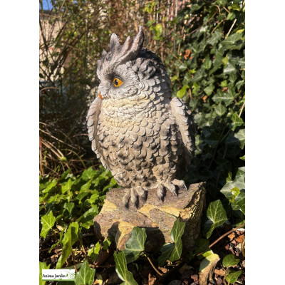 Hibou, H.34,5 cm, animal en polyrésine, décoration extérieure
