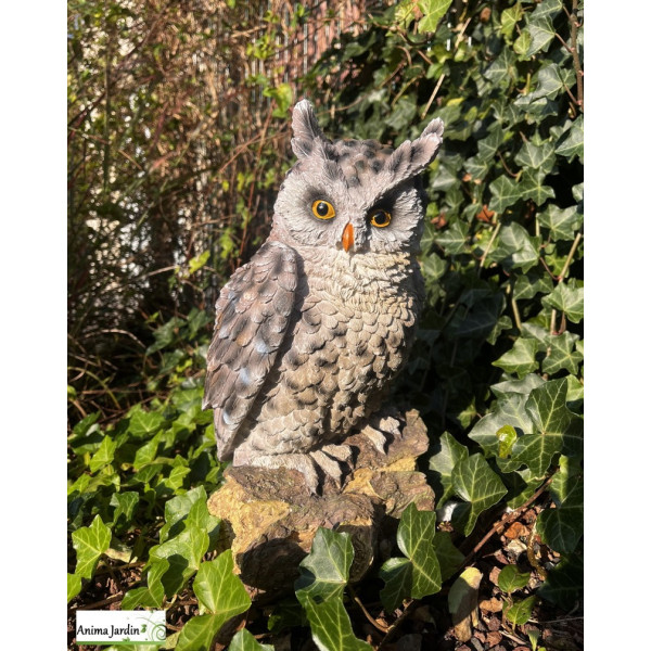 Hibou, H.34,5 cm, animal en polyrésine, décoration extérieure