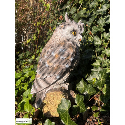 Hibou, H.34,5 cm, animal en polyrésine, décoration extérieure