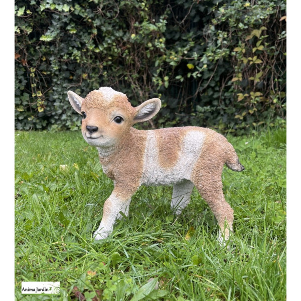 Agneau, marron et blanc, 29 cm en résine, animal, déco de jardin, Riviera, achat, vente, pas cher