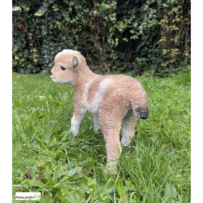 Agneau, marron et blanc, 29 cm en résine, animal, déco de jardin, Riviera, achat, vente, pas cher