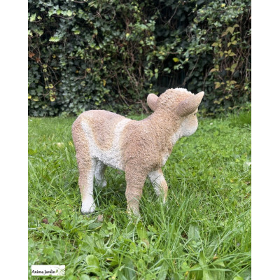 Agneau, marron et blanc, 29 cm en résine, animal, déco de jardin, Riviera, achat, vente, pas cher