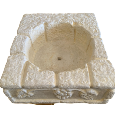 Bac seul pour fontaine murale en pierre reconstituée 92cm, décor Raisins, ton vieilli, achat