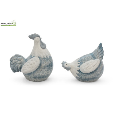 Coq H.20 cm, animal en céramique, décoration extérieure