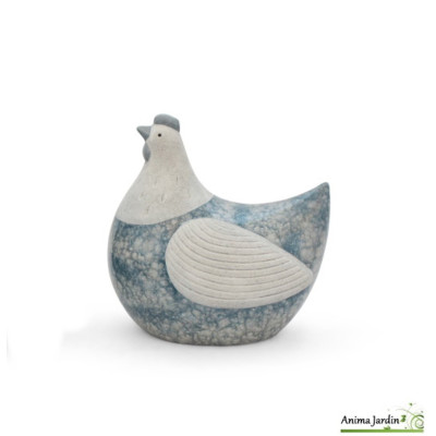 Poule L.18 cm, animal en céramique, décoration extérieure