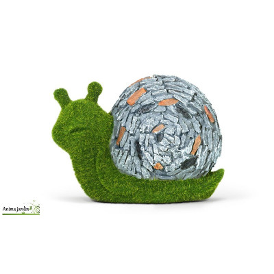 Escargot en résine et gazon, L.20 cm, Décoration extérieure