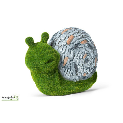 Escargot en résine et gazon, L.20 cm, Décoration extérieure
