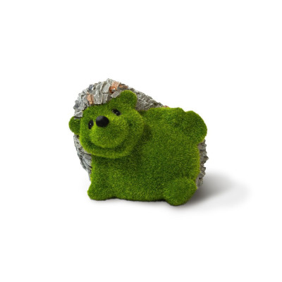 Hérisson en résine et gazon, L.17 cm, Décoration extérieure