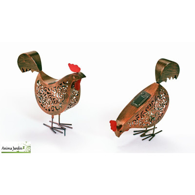 Lot de 2 poules en Métal, H.29 cm, Décoration extérieure