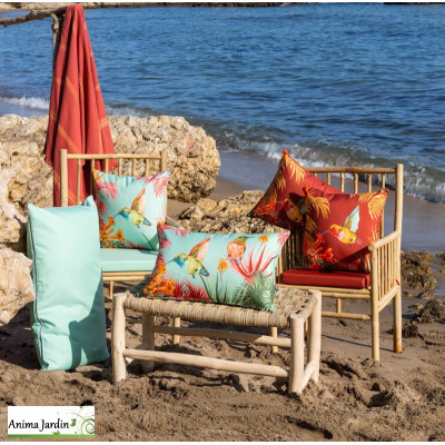 Coussin d'extérieur 45x45 cm Aqua, Motif Colibris