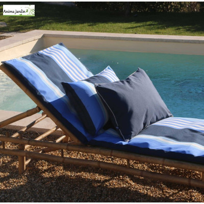 Matelas pour Bain de soleil / Transat, Oleron, Rayure bleu