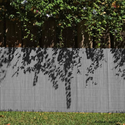 Canisse PVC, double face, gris, occultation 90 %