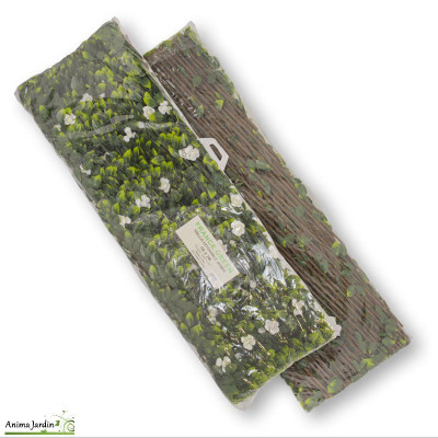Treillis extensible en bois de saule, Imitation feuilles Jasmin fleuri