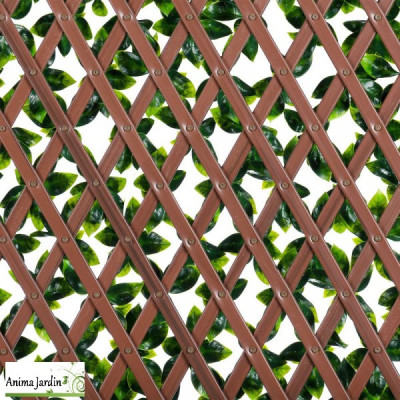 Treillis extensible en PVC, Imitation feuilles de Ficus, 1,8x0,9 m
