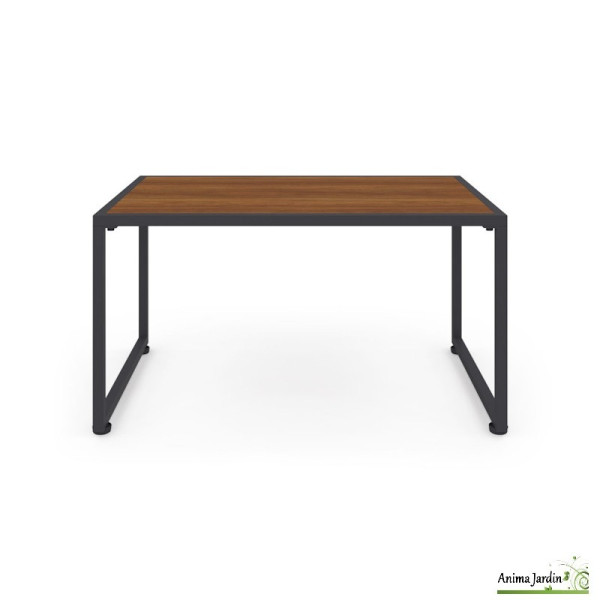 Salon de jardin d'angle en acier Ozea, 6 personnes, Gris & Rotin