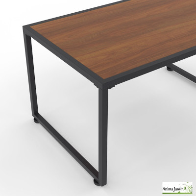 Salon de jardin d'angle en acier Ozea, 6 personnes, Gris & Rotin