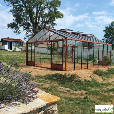 Serre de jardin Supra 4,60 en aluminium et verre trempé, Brut ou laqué