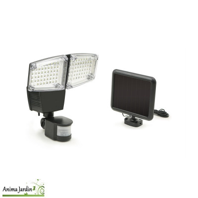Projecteur 2 têtes LED solaire, éclairage extérieur, Oria