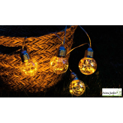 Guirlande ampoule solaire filament 2,42m, éclairage extérieur, Filia