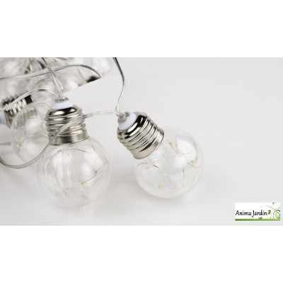 Guirlande ampoule solaire filament 2,42m, éclairage extérieur, Filia