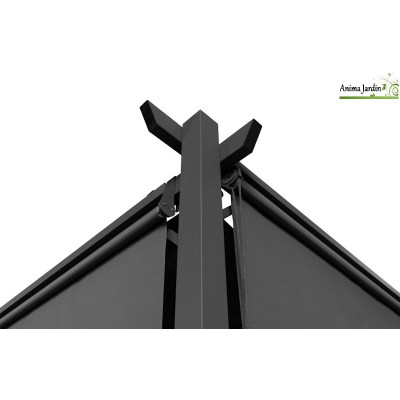 Pergola en acier gris 6 stores 5,9x2,9 m, Toile rétractable, Marina