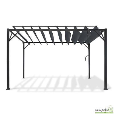 Pergola en acier gris 4x3 m, Lames orientales, Venice