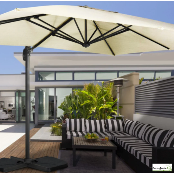 Parasol crème 360° rectangle 4x3 m avec housse - Sombra