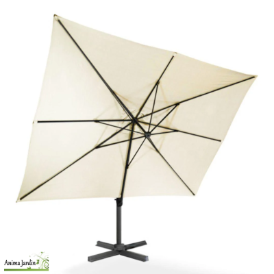 Parasol gris 360° rectangle 4x3 m avec housse, Sombra