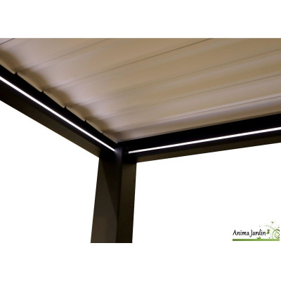 Pergola bioclimatique LED en aluminium, Mira Solar 3x4 m, ProLoisirs