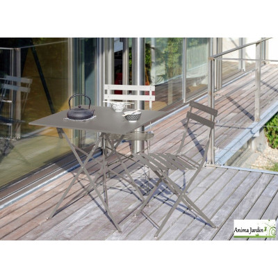 Table carrée pliante Cuba en acier, 2 personnes, ProLoisirs