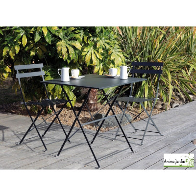 Table carrée pliante Cuba en acier, 2 personnes, ProLoisirs