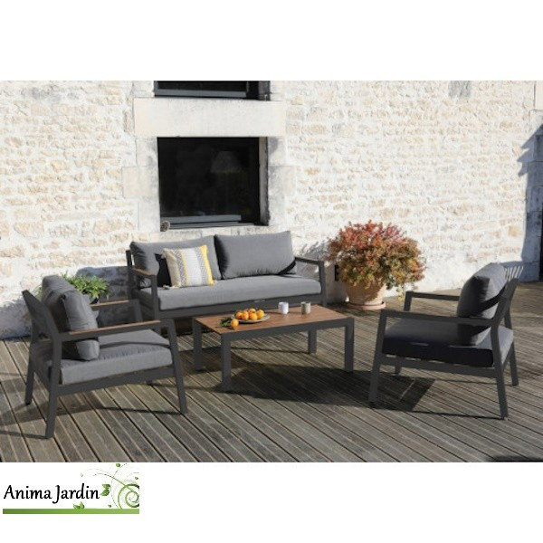 Salon de jardin gris aluminium Games, 4P - ProLoisirs
