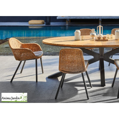 Fauteuil de jardin Tornado en acier et résine tréssée - ProLoisirs