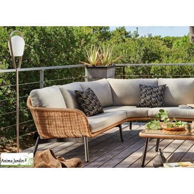 Salon de jardin d'angle tressée, Tornado, 5P - ProLoisirs