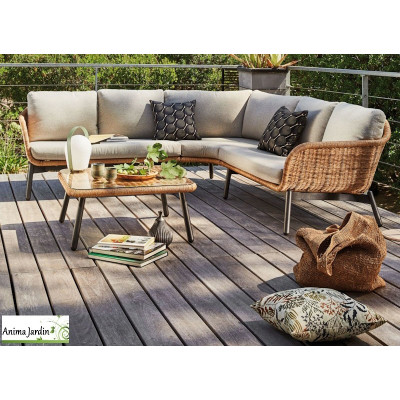 Salon de jardin d'angle tressée, Tornado, 5P - ProLoisirs