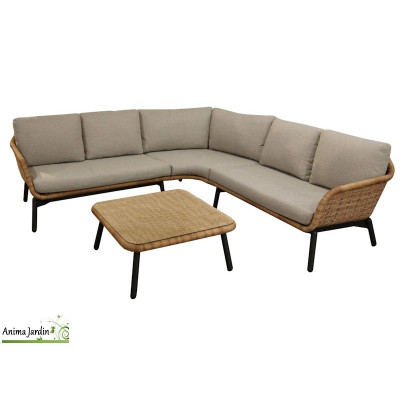 Salon de jardin d'angle tressée, Tornado, 5P - ProLoisirs