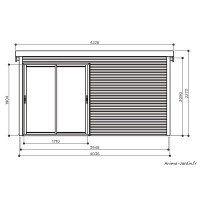 Abri de jardin en bois traité autoclave avec baies vitrées, Faro, 28 mm, 12,25 m²