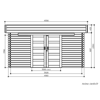 Abri de jardin en bois traité autoclave 40 mm, Viborg, toit plat, 11,89m², Solid