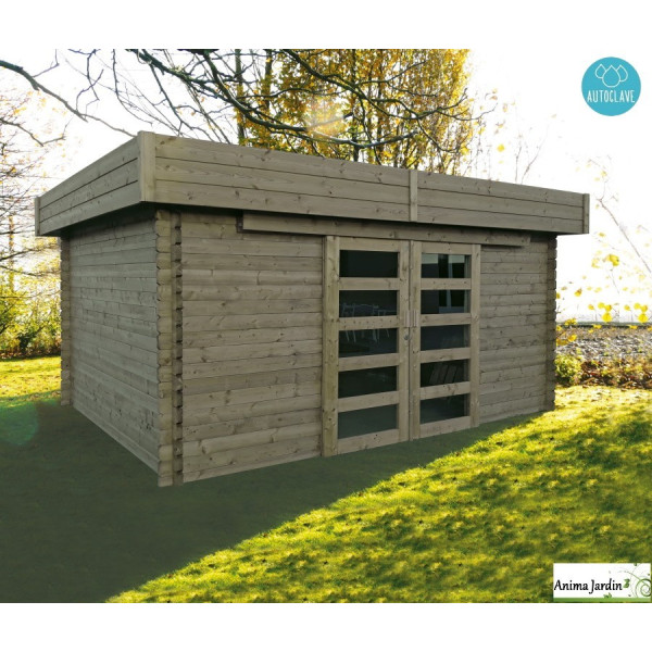 Abri de jardin en bois traité autoclave 40 mm, Viborg, toit plat, 11,89m², Solid