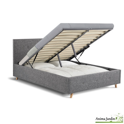 Lit coffre 160x200 cm - Scandinave gris anthracite - Mala