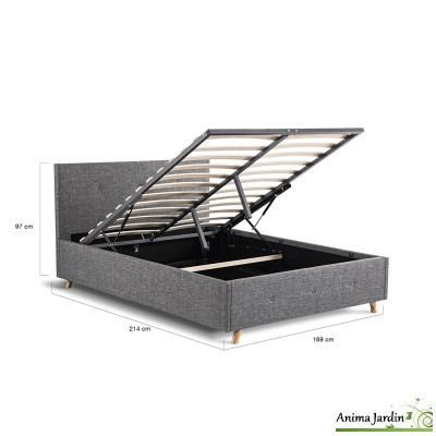 Lit coffre 160x200 cm - Scandinave gris anthracite - Mala