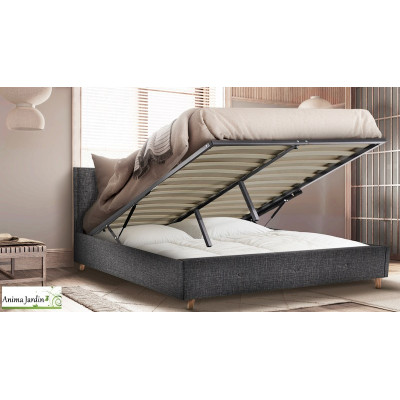 Lit coffre 160x200 cm - Scandinave gris anthracite - Mala