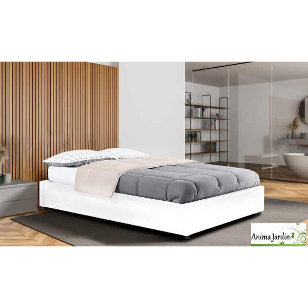 Lit coffre 140x190 cm avec sommier - Simili cuir Otto